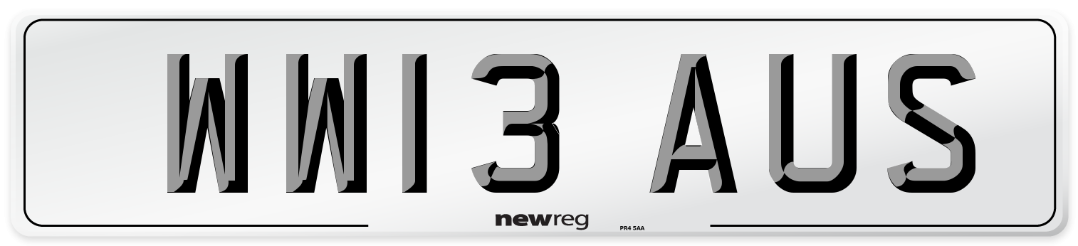 WW13 AUS Number Plate from New Reg